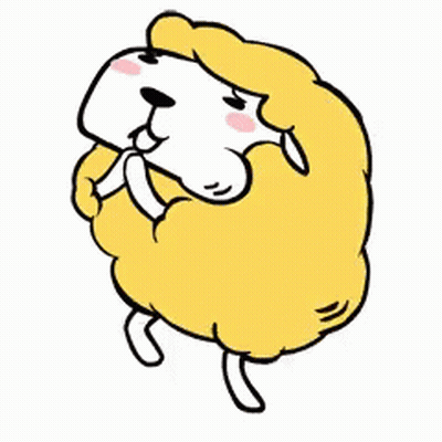 Yellow Sheep White Face Pink Cheeks GIF