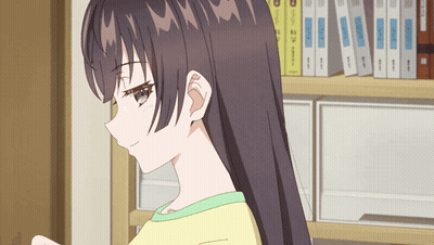 Yellow Shirt Girl At Bookshelf With Binders GIF