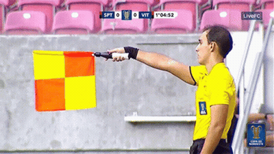 Yellow Shirt Man Holding Yellow Red Flag At Live FC Scoreboard GIF