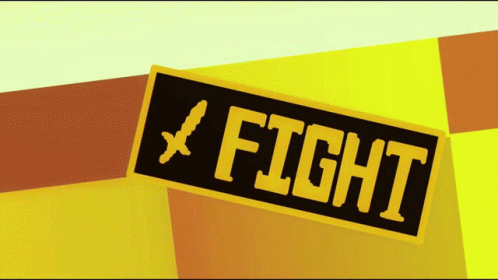 Yellow Sign Saying Fight With Sword GIF