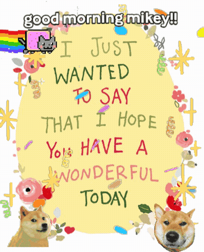 Yellow Sign Saying Good Morning Mikey GIF