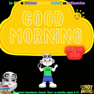 Yellow Sign Saying Good Morning With Monkey GIF