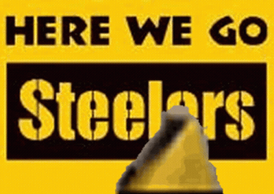 Yellow Sign Saying Here We Go Steelers GIF