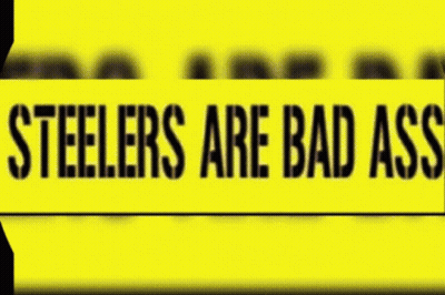 Yellow Sign Saying Steelers Are Bad Ass GIF