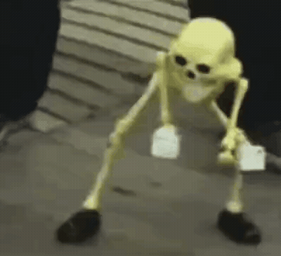 Yellow Skeleton Holding Bottle GIF