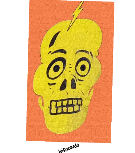 Yellow Skull With Lightning Bolt Sticker