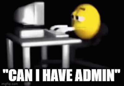 Yellow Smiley At Computer Saying Can I Have Admin GIF