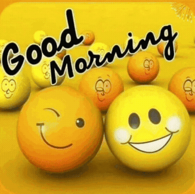 Yellow Smiley Balls Saying Good Morning GIF