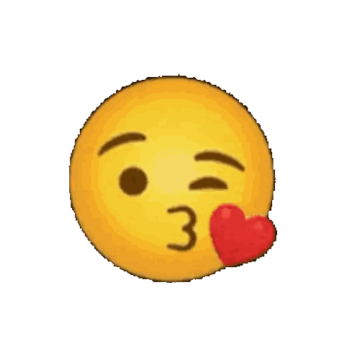 Yellow Smiley Blowing Kiss With Heart Sticker