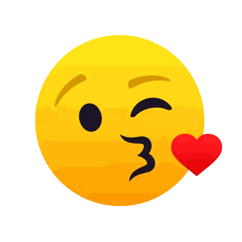Yellow Smiley Blowing Kiss With Heart Sticker