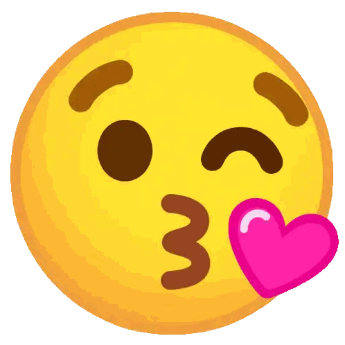 Yellow Smiley Blowing Kiss With Pink Heart Sticker