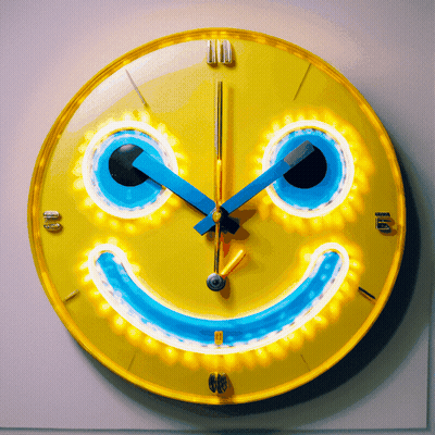 Yellow Smiley Clock Showing 10 And 11 GIF