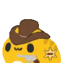 Yellow Smiley Cowboy Hat Gun Sticker