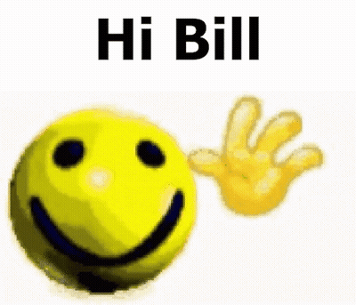 Yellow Smiley Face And Hand Saying Hi Bill GIF