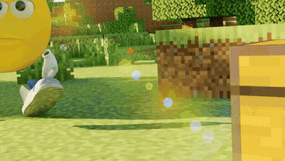 Yellow Smiley Face In Minecraft World GIF