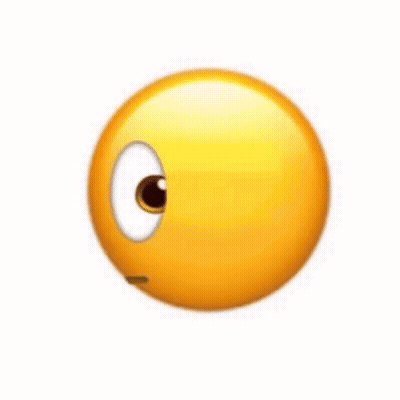 Yellow Smiley Face With Big Eye And Slight Smirk GIF