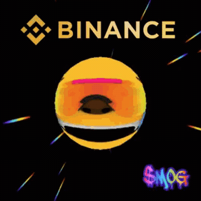 Yellow Smiley Face With Colorful Lights And Binance GIF