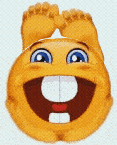 Yellow Smiley Face With Feet On Head GIF