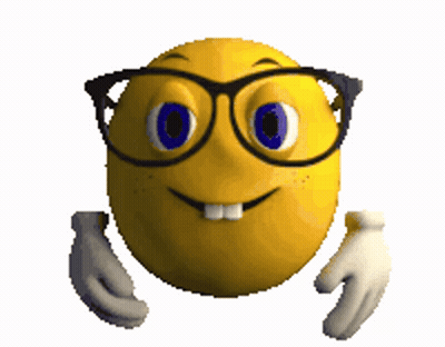 Yellow Smiley Face With Glasses And White Gloves GIF