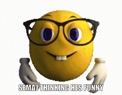 Yellow Smiley Face With Glasses Semaj Thinking Hes Funny GIF