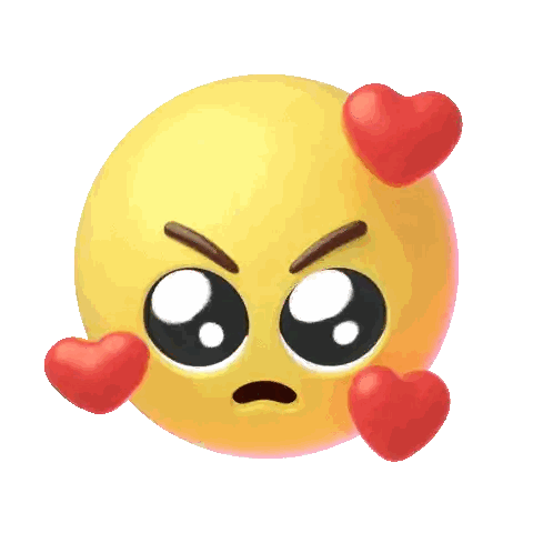 Yellow Smiley Face With Hearts Sticker