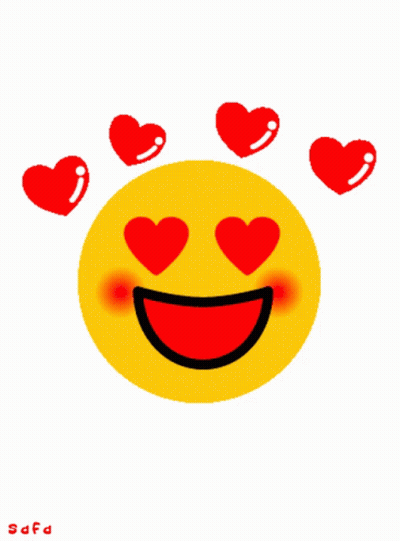 Yellow Smiley Face With Red Hearts And Name Safa GIF