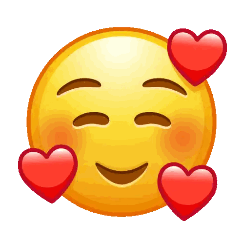 Yellow Smiley Face With Red Hearts Sticker
