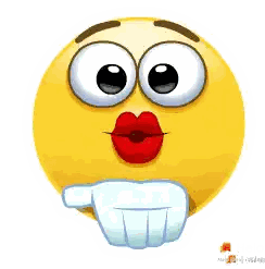 Yellow Smiley Face With Red Lips Sticker