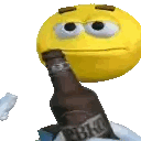 Yellow Smiley Holding Beer Bottle Sticker