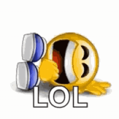 Yellow Smiley Holding Blue White Object Saying LOL GIF