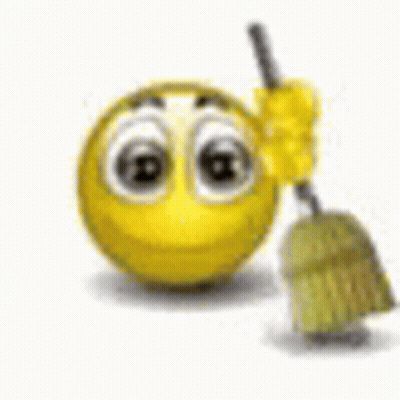 Yellow Smiley Holding Broom GIF