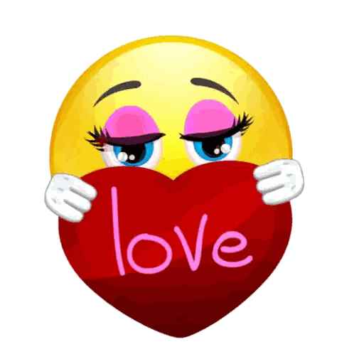Yellow Smiley Holding Love Heart Sticker