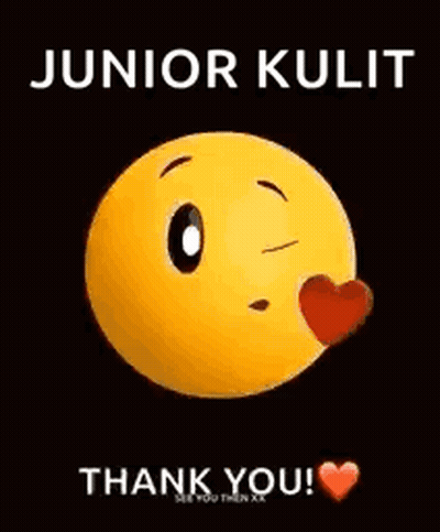 Yellow Smiley Holding Red Heart Saying Junior Kulit Thank You GIF