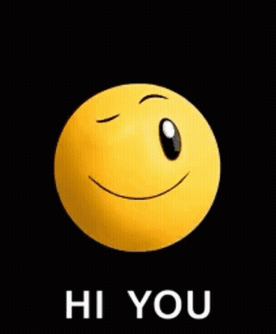 Yellow Smiley On Black Saying Hi You GIF