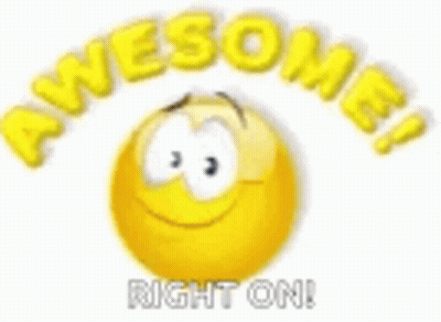 Yellow Smiley Thumbs Up Saying Awesome Right On GIF