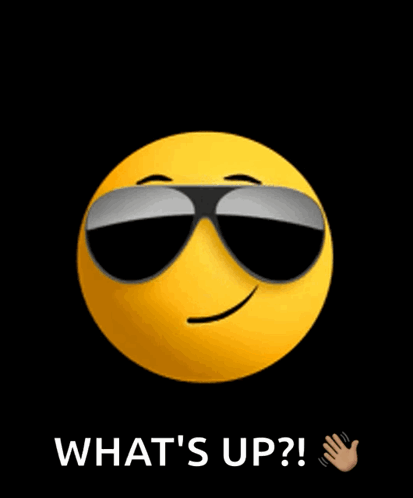 Yellow Smiley Wearing Sunglasses Saying Whats Up GIF