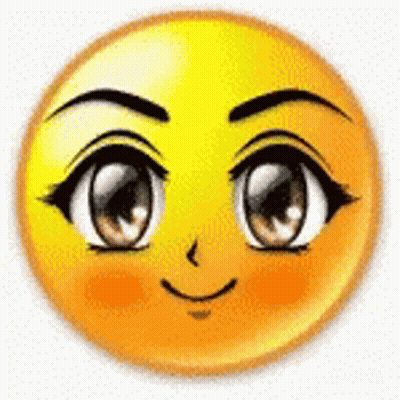Yellow Smiley With Anime Eyes GIF