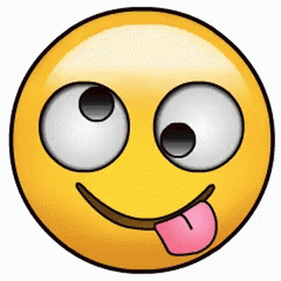 Yellow Smiley With Big Eyes And Pink Tongue Sticking Out GIF