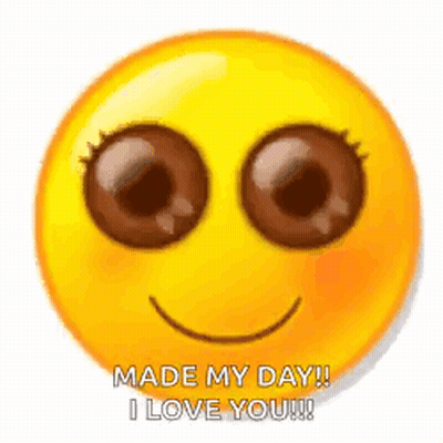 Yellow Smiley With Brown Eyes Saying Made My Day I Love You GIF