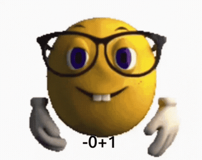 Yellow Smiley With Glasses And Gloves Saying 0 + 1 GIF