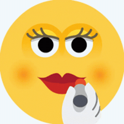 Yellow Smiley With Hand Applying Red Lipstick GIF