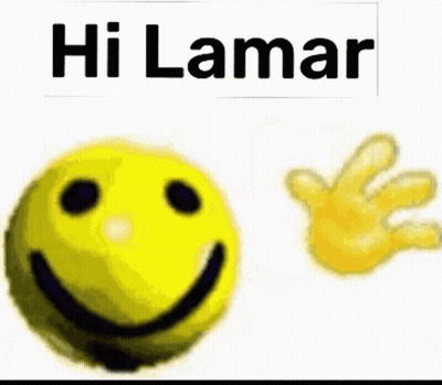 Yellow Smiley With Hand Behind Saying Hi Lamar GIF