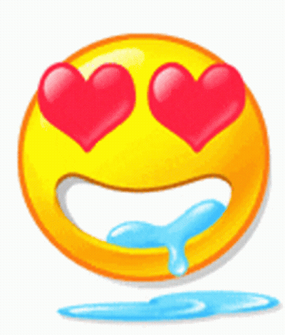 Yellow Smiley With Heart Eyes And Tears From Mouth GIF