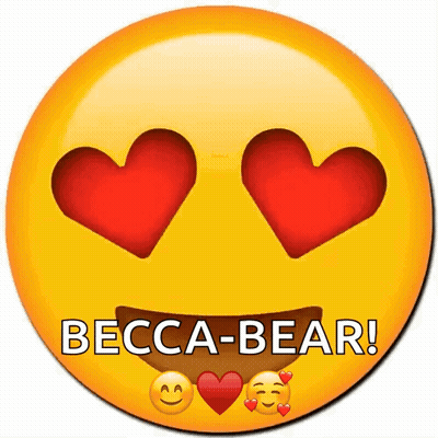 Yellow Smiley With Heart Eyes Becca Bear GIF