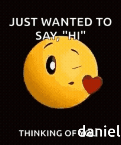 Yellow Smiley With Heart Mouth Thinking Of Daniel GIF