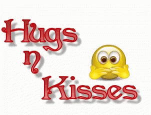 Yellow Smiley With Hearts And Hugs N Kisses GIF