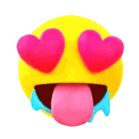 Yellow Smiley With Hearts And Tongue Sticker