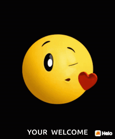 Yellow Smiley With Red Heart Saying You're Welcome GIF