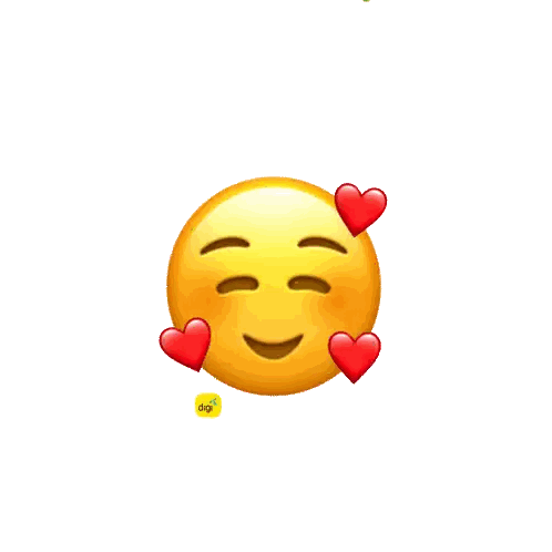 Yellow Smiley With Red Hearts And Roses Digi Logo Sticker