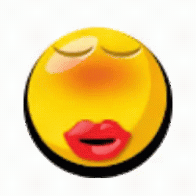 Yellow Smiley With Red Lips And Closed Eyes GIF